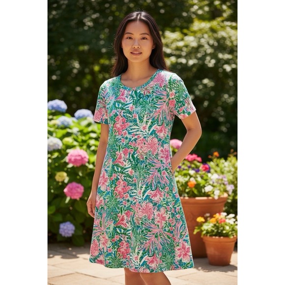 Lilly Pulitzer Dresses & Skirts - LILLY PULITZER Cody Swing Dress‎  "LEAF IT WILD"  Size SMALL  NWOT S Pink Floral